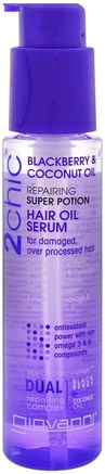 2Chic, Repairing Super Potion Hair Oil Serum, Blackberry & Coconut Oil, 2.75 fl oz (81 ml) by Giovanni-Bad, Skönhet, Hår, Hårbotten