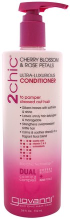 2Chic, Ultra-Luxurious Conditioner, to Pamper Stressed Out Hair, Cherry Blossom & Rose Petals, 24 fl oz (710 ml) by Giovanni-Bad, Skönhet, Hår, Hårbotten