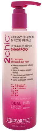 2Chic, Ultra-Luxurious Shampoo, to Pamper Stressed Out Hair, Cherry Blossom & Rose Petals, 24 fl oz (710 ml) by Giovanni-Bad, Skönhet, Hår, Hårbotten