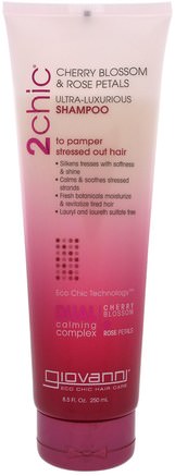 2Chic, Ultra-Luxurious Shampoo, to Pamper Stressed Out Hair, Cherry Blossom & Rose Petals, 8.5 fl oz (250 ml) by Giovanni-Bad, Skönhet, Hår, Hårbotten