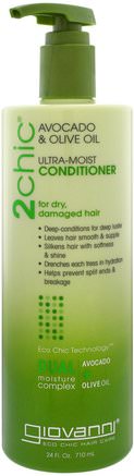 2Chic, Ultra-Moist Conditioner, for Dry, Damaged Hair, Avocado & Olive Oil, 24 fl oz (710 ml) by Giovanni-Bad, Skönhet, Hår, Hårbotten