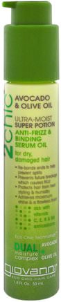 2Chic, Ultra-Moist Super Potion Anti-Frizz & Binding Serum Oil, Avocado & Olive Oil, 1.8 fl oz (53 ml) by Giovanni-Bad, Skönhet, Hår, Hårbotten