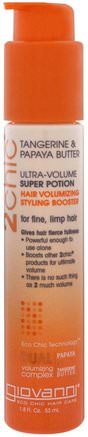 2Chic, Ultra-Volume Super Potion, Hair Volumizing Styling Booster, Tangerine & Papaya Butter, 1.8 fl oz (53 ml) by Giovanni-Bad, Skönhet, Hår, Hårbotten