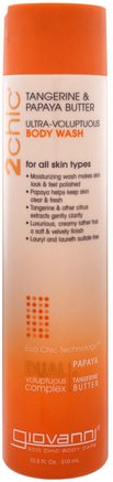 2Chic, Ultra-Voluptuous Body Wash, for All Skin Types, Tangerine & Papaya Butter, 10.5 fl oz (310 ml) by Giovanni-Bad, Skönhet, Duschgel