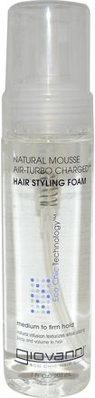 Natural Mousse Air-Turbo Charged, Hair Styling Foam, 7 fl oz (207 ml) by Giovanni-Bad, Skönhet, Hår Styling Gel