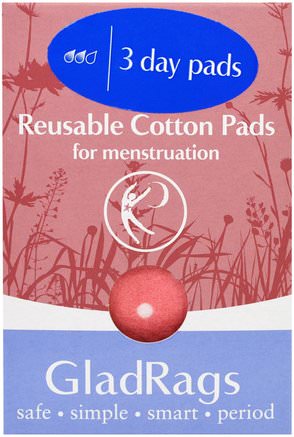 Reusable Cotton Pads for Menstruation, 3 Pads by GladRags-Bad, Skönhet, Kvinna