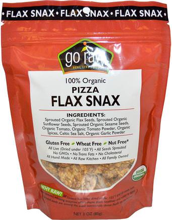 Organic Flax Snax, Pizza, 3 oz (85 g) by Go Raw-Mat, Mellanmål, Mellanmålblandningar, Kosttillskott, Linfrö