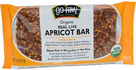 Organic Real Live Apricot Bar, 1.8 oz (51 g) by Go Raw-Kosttillskott, Näringsmässiga Barer, Linfrö