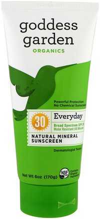 Organics, Everyday Natural Mineral Sunscreen, SPF 30, 6 oz (170 g) by Goddess Garden-Bad, Skönhet, Solskyddsmedel, Spf 30-45