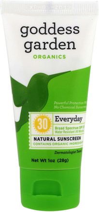 Organics, Everyday, Natural Sunscreen, SPF 30, 1 oz (28 g) by Goddess Garden-Bad, Skönhet, Solskyddsmedel, Spf 30-45