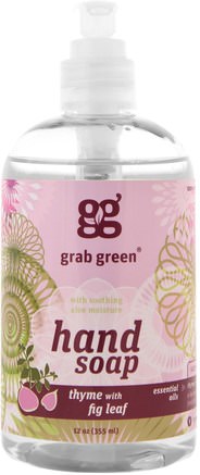 Hand Soap, Thyme with Fig Leaf, 12 oz (355 ml) by GrabGreen-Bad, Skönhet, Tvål