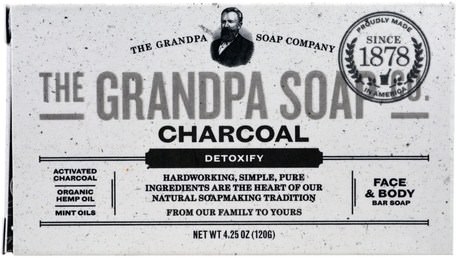 Face & Body Bar Soap, Detoxify, Charcoal, 4.25 oz (120 g) by Grandpas-Bad, Skönhet, Tvål