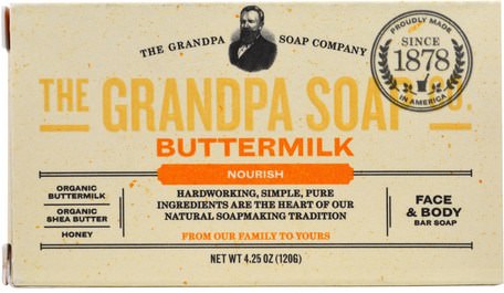 Face & Body Bar Soap, Nourish, Buttermilk, 4.25 oz (120 g) by Grandpas-Bad, Skönhet, Tvål