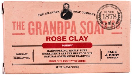 Face & Body Bar Soap, Purify, Rose Clay, 4.25 oz (120 g) by Grandpas-Bad, Skönhet, Tvål