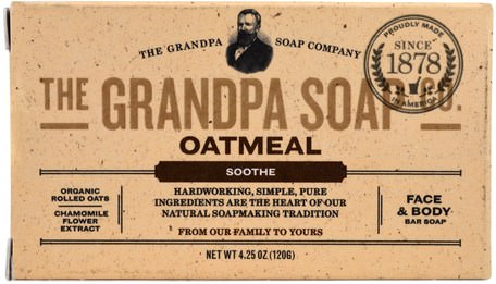 Face & Body Bar Soap, Soothe, Oatmeal, 4.25 oz (120 g) by Grandpas-Bad, Skönhet, Tvål