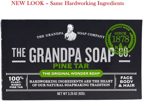 Face Body & Hair Bar Soap, Pine Tar, 3.25 oz (92 g) by Grandpas-Bad, Skönhet, Tvål