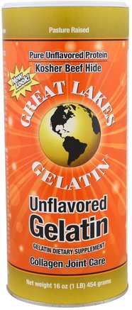 Beef Hide Gelatin, Collagen Joint Care, Unflavored, 16 oz (454 g) by Great Lakes Gelatin Co.-Mat, Keto Vänlig, Ben, Osteoporos, Kollagen