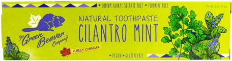 Natural Toothpaste, Cilantro Mint, 2.5 fl oz (75 ml) by Green Beaver-Bad, Skönhet, Tandkräm