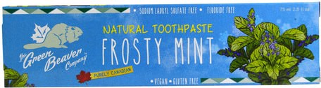 Natural Toothpaste, Frosty Mint, 2.5 fl oz (75 ml) by Green Beaver-Bad, Skönhet, Tandkräm