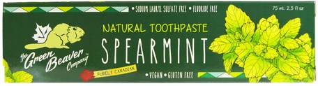 Natural Toothpaste, Spearmint, 2.5 fl oz (75 ml) by Green Beaver-Bad, Skönhet, Tandkräm