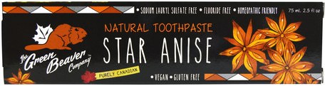 Natural Toothpaste, Star Anise, 2.5 fl oz (75 ml) by Green Beaver-Bad, Skönhet, Tandkräm