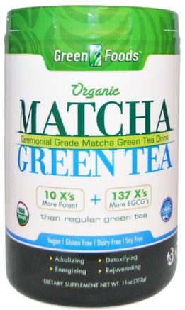 Organic Matcha Green Tea, 11 oz (312 g) by Green Foods Corporation-Mat, Örtte, Matcha Grönt Te, Kosttillskott, Antioxidanter, Grönt Te