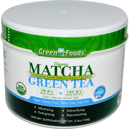 Organic Matcha Green Tea, 5.5 oz (156 g) by Green Foods Corporation-Mat, Örtte, Matcha Grönt Te, Kosttillskott, Antioxidanter, Grönt Te