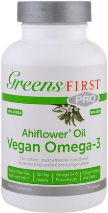 Ahiflower Oil, Vegan Omega-3, 90 Softgels by Greens First-Kosttillskott, Efa Omega 3 6 9 (Epa Dha)
