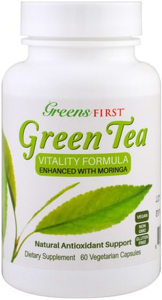 Green Tea Vitality Formula, Enhanced with Moringa, 60 Veggie Caps by Greens First-Kosttillskott, Antioxidanter