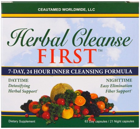 Herbal Cleanse First, 7-Day, 24 Hour Inner Cleansing Formula, 63 Days Capsules / 21 Night Capsules by Greens First-Hälsa, Detox
