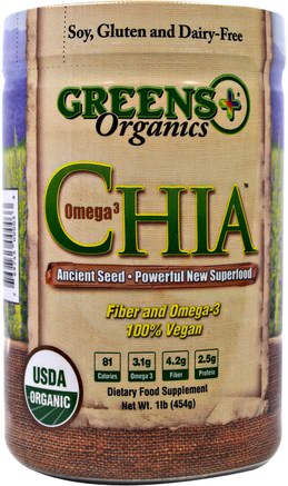 Chia, Omega 3, 1 lb (454 g) by Greens Plus-Kosttillskott, Efa Omega 3 6 9 (Epa Dha), Chia Frön