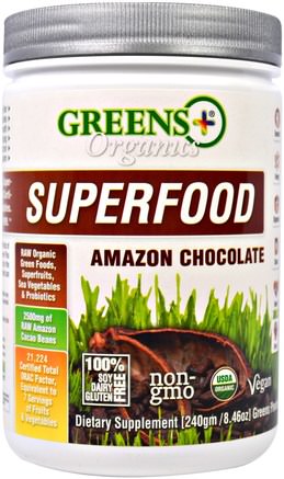Organics Superfood, Amazon Chocolate, 8.46 oz (240 g) by Greens Plus-Kosttillskott, Superfoods