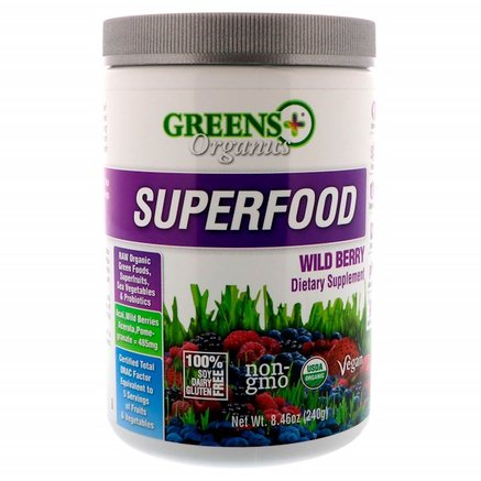 Organics Superfood, Wild Berry, 8.46 oz (240 g) by Greens Plus-Kosttillskott, Fruktkonserver, Superfrukt