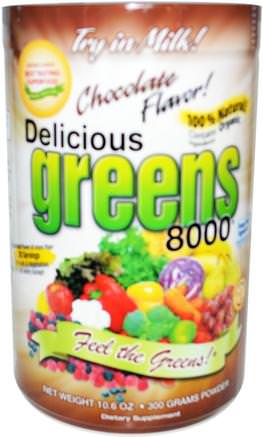 Delicious Greens 8000, Chocolate Flavor, Powder, 10.6 oz (300 g) by Greens World-Kosttillskott, Superfoods, Greener