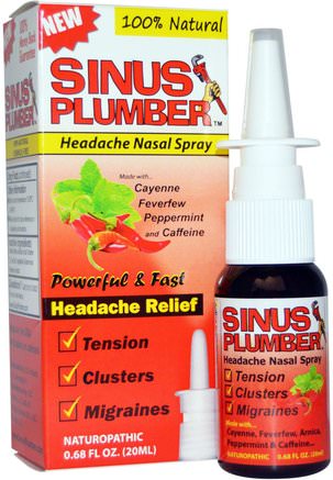 Sinus Plumber, Headache Nasal Spray, 0.68 fl oz by Greensations-Hälsa, Nasal Hälsa, Nässpray, Huvudvärk