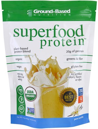 Organic Superfood Protein, Pure Vanilla, 14.2 oz (402 g) by Ground Based Nutrition-Kosttillskott, Superfoods, Antioxidanter