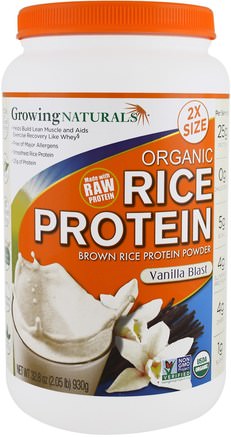 Organic Rice Protein, Brown Rice Protein Powder, Vanilla Blast, 32.8 oz (930 g) by Growing Naturals-Kosttillskott, Protein, Risproteinpulver, Risprotein
