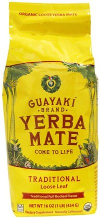Yerba Mate, Loose Leaf Tea, Traditional, 16 oz (454 g) by Guayaki-Mat, Örtte, Yerba Mate