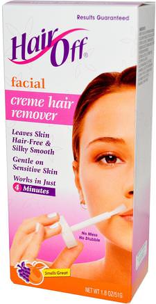 Facial, Cream Hair Remover, 1.8 oz (51 g) by HairOff-Bad, Skönhet, Rakning, Vaxremsor Hårborttagning, Ansiktsvård