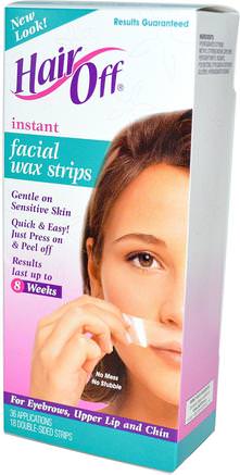 Instant Facial Wax Strips, 18 Double-Sided Strips by HairOff-Bad, Skönhet, Rakning, Vaxremsor Hårborttagning, Ansiktsvård