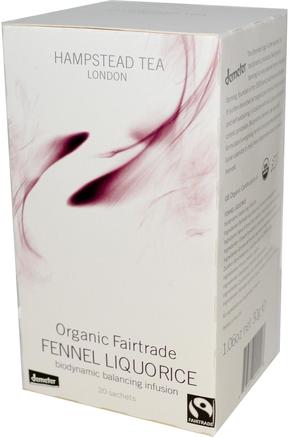 Organic Fairtrade Fennel Liquorice, 20 Sachets, 1.06 oz (30 g) by Hampstead Tea-Örter, Fänkål, Örtte, Lakritsrotte