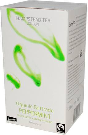 Organic Fairtrade Peppermint, 20 Sachets, 1.06 oz (30 g) by Hampstead Tea-Örter, Pepparmynta, Örtte, Pepparmintte