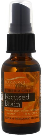 Etherium Gold, Focused Brain, 1 fl oz (30 ml) by Harmonic Innerprizes-Kosttillskott, Mineraler, Monatomiska Mineraler, Eter