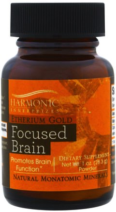 Etherium Gold, Focused Brain, 1 oz Powder (28.3 g) by Harmonic Innerprizes-Kosttillskott, Mineraler, Monatomiska Mineraler, Eter
