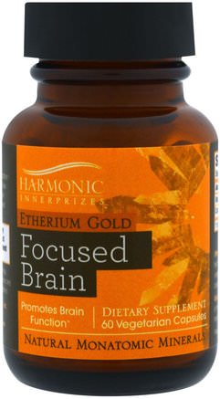 Etherium Gold, Focused Brain, 60 Vegetarian Capsules by Harmonic Innerprizes-Kosttillskott, Mineraler, Monatomiska Mineraler, Eter
