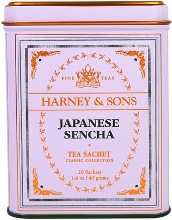 Japanese Sencha Tea Sachet, 20 Sachets, 1.4 oz ( 40 g) by Harney & Sons-Mat, Örtte, Sencha Te, Kosttillskott, Antioxidanter, Grönt Te