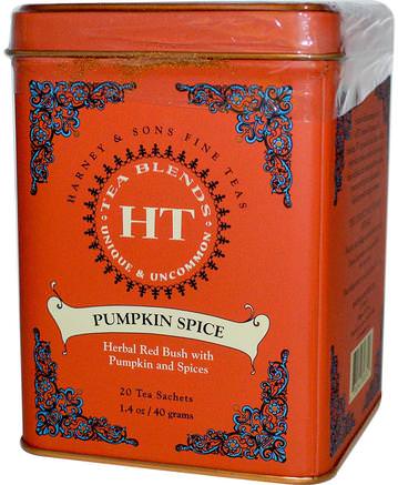Tea Blends, Pumpkin Spice, 20 Tea Sachets, 1.4 oz (40 g) by Harney & Sons-Mat, Örtte, Rooibos Te