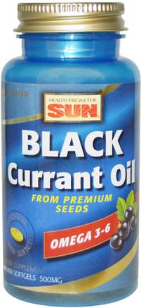 Black Currant Oil, 500 mg, 90 Mini Softgels by Health From The Sun-Kosttillskott, Efa Omega 3 6 9 (Epa Dha), Svart Vinbär