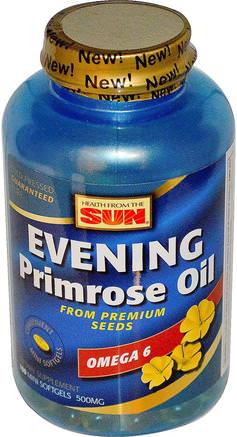 Evening Primrose Oil, Omega-6, 500 mg, 180 Mini Softgels by Health From The Sun-Kosttillskott, Efa Omega 3 6 9 (Epa Dha), Kvicksilverolja, Mjölkgeler För Kvälls Primrosolja