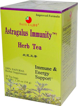 Astragalus Immunity Herb Tea, 20 Tea Bags, 1.20 oz (34 g) by Health King-Kosttillskott, Adaptogen, Örtte